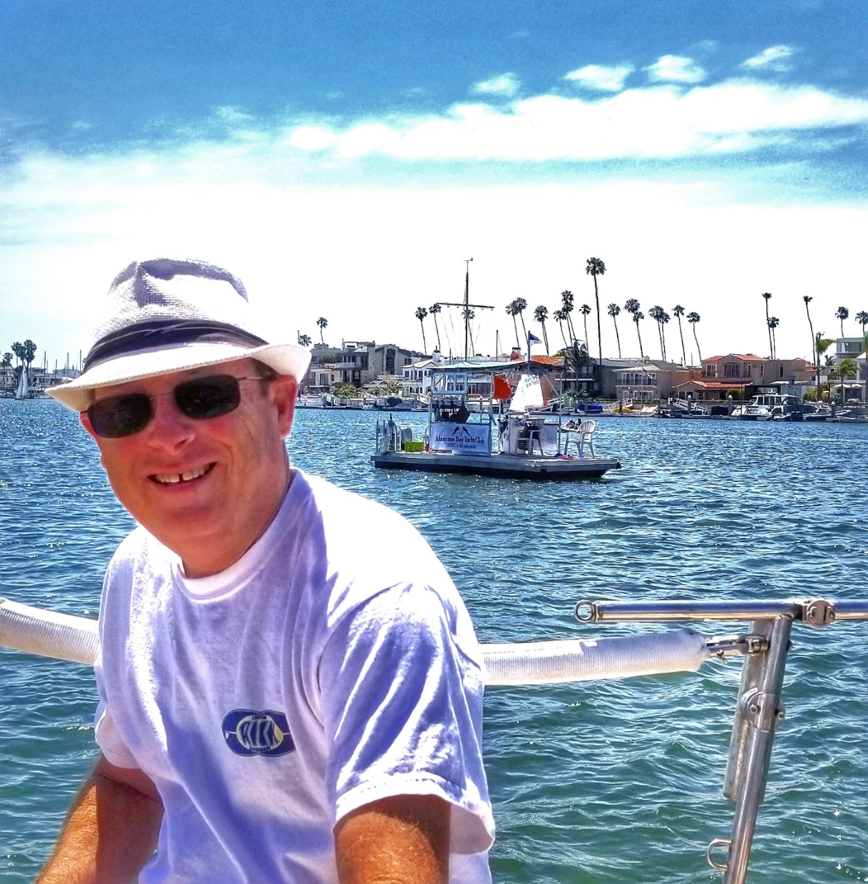 Sitting on the family boat in Alamitos Bay.