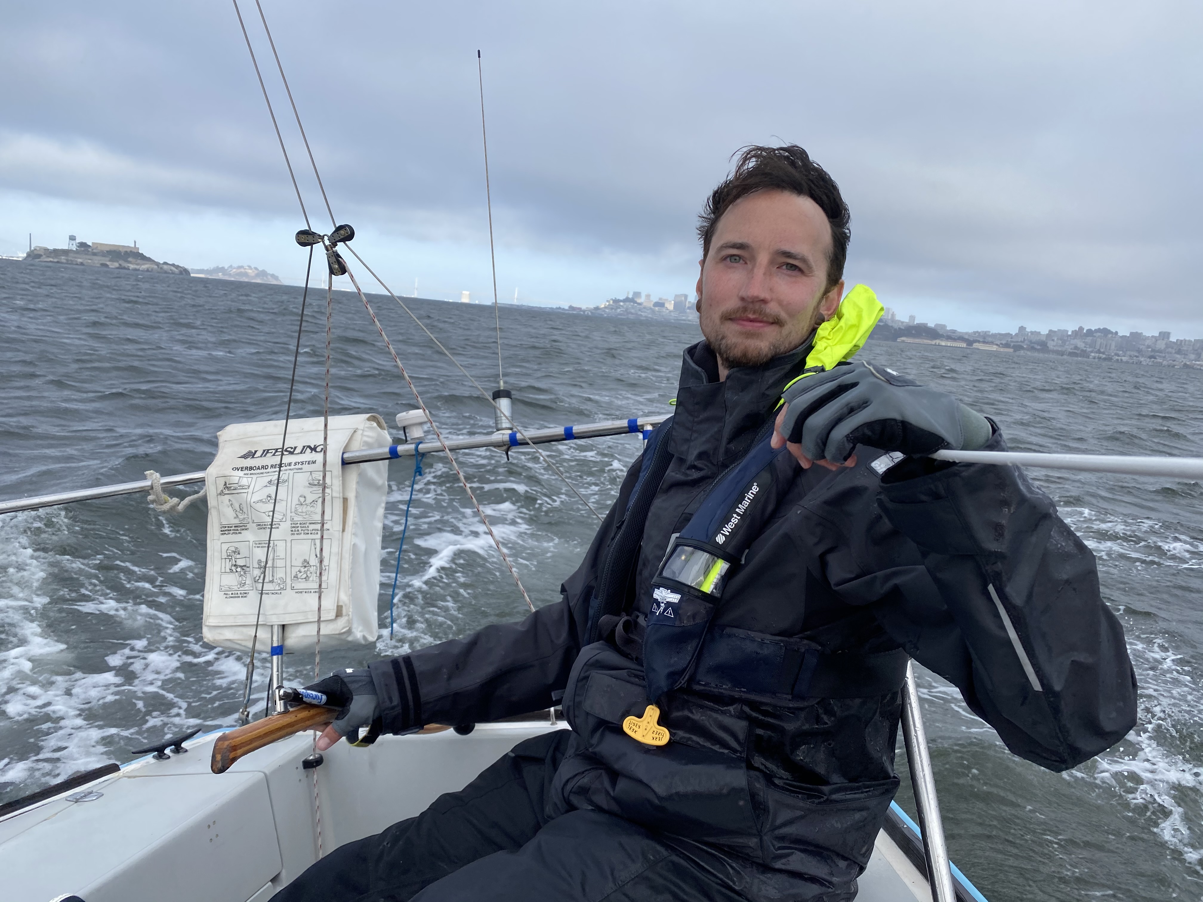 Person sailing a boat